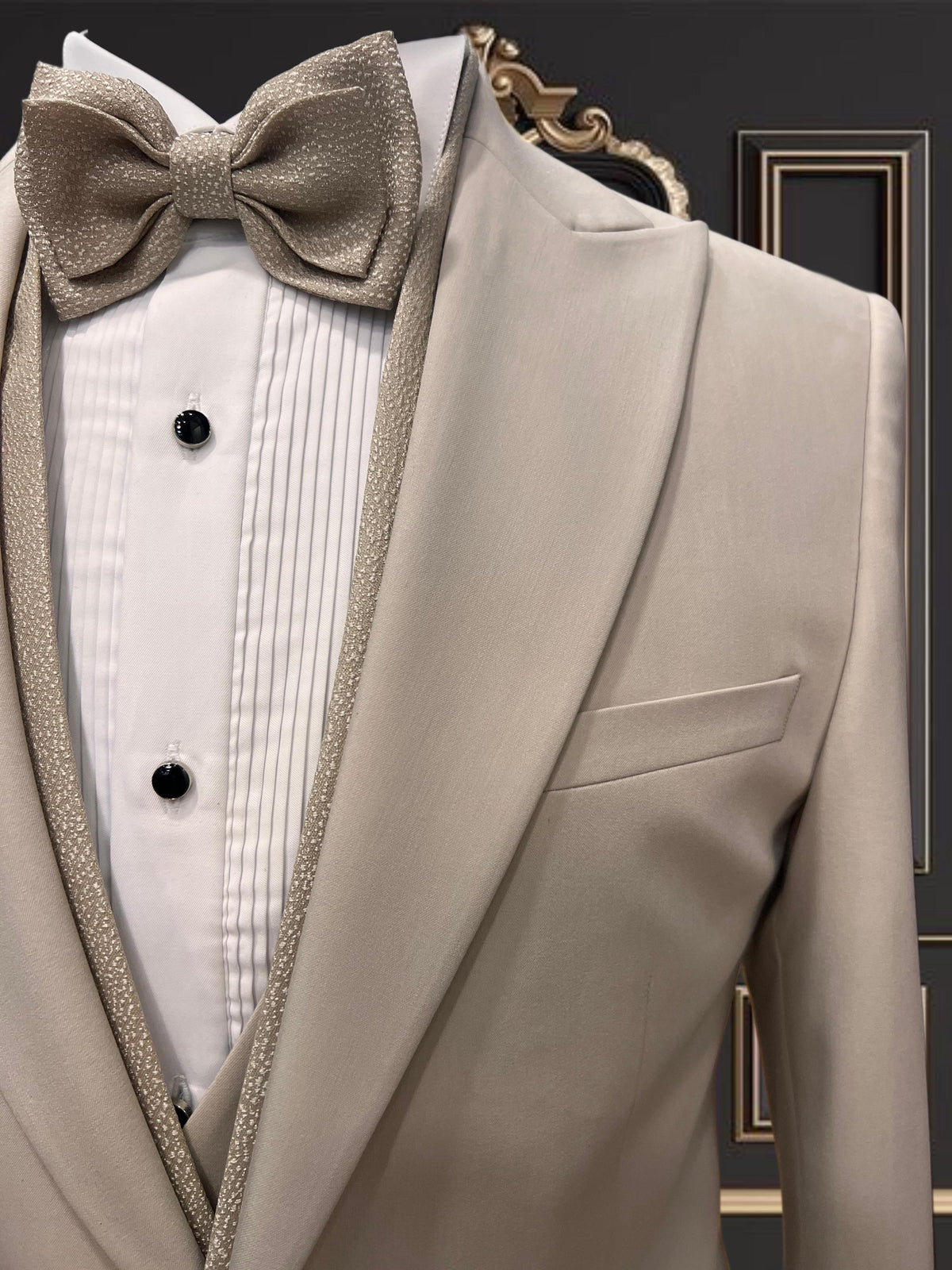 Luxury Beige Champagne Tuxedo with Glitter