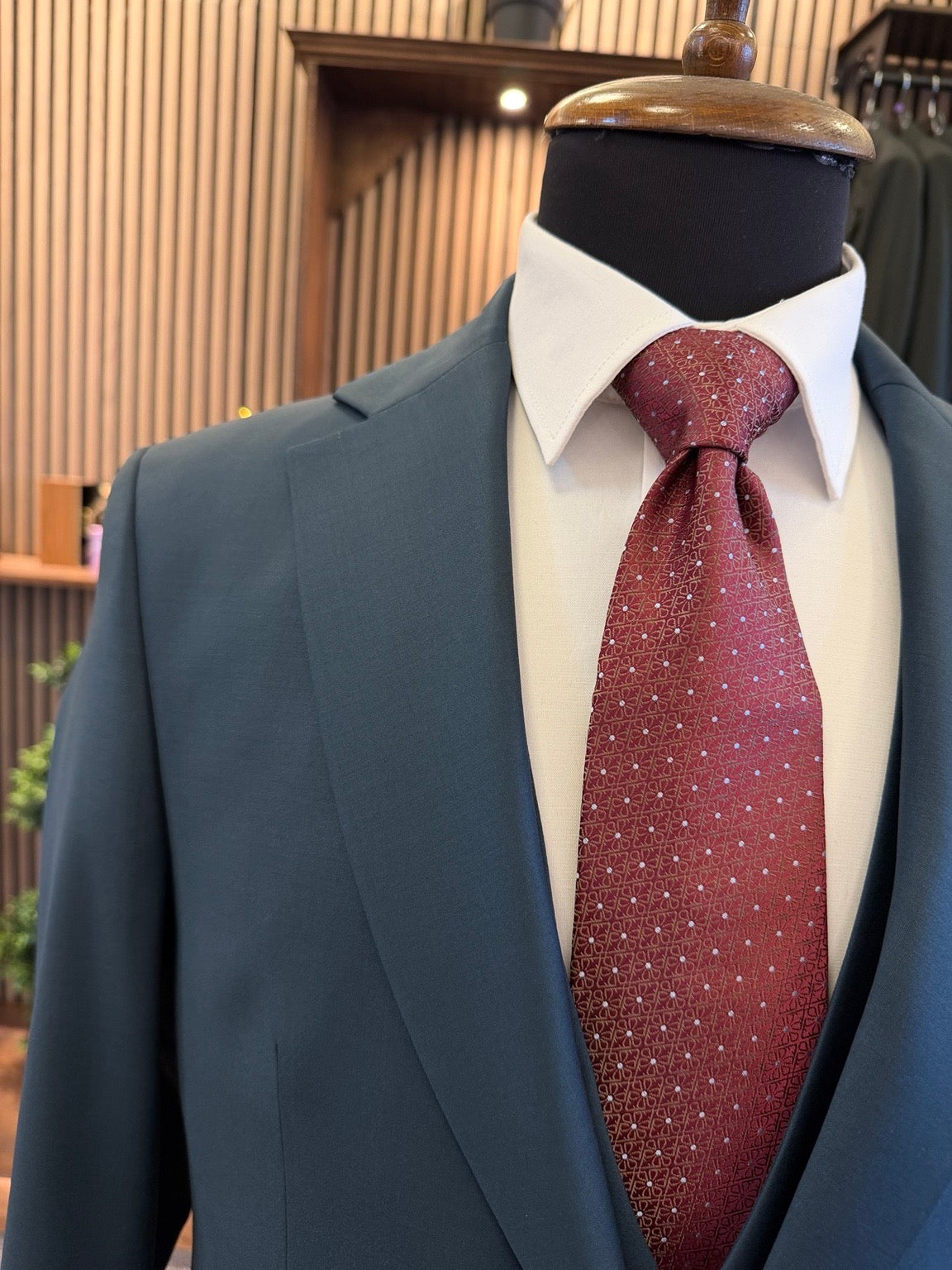 Men's Deep Teal Wool Blend 3-Piece Suit