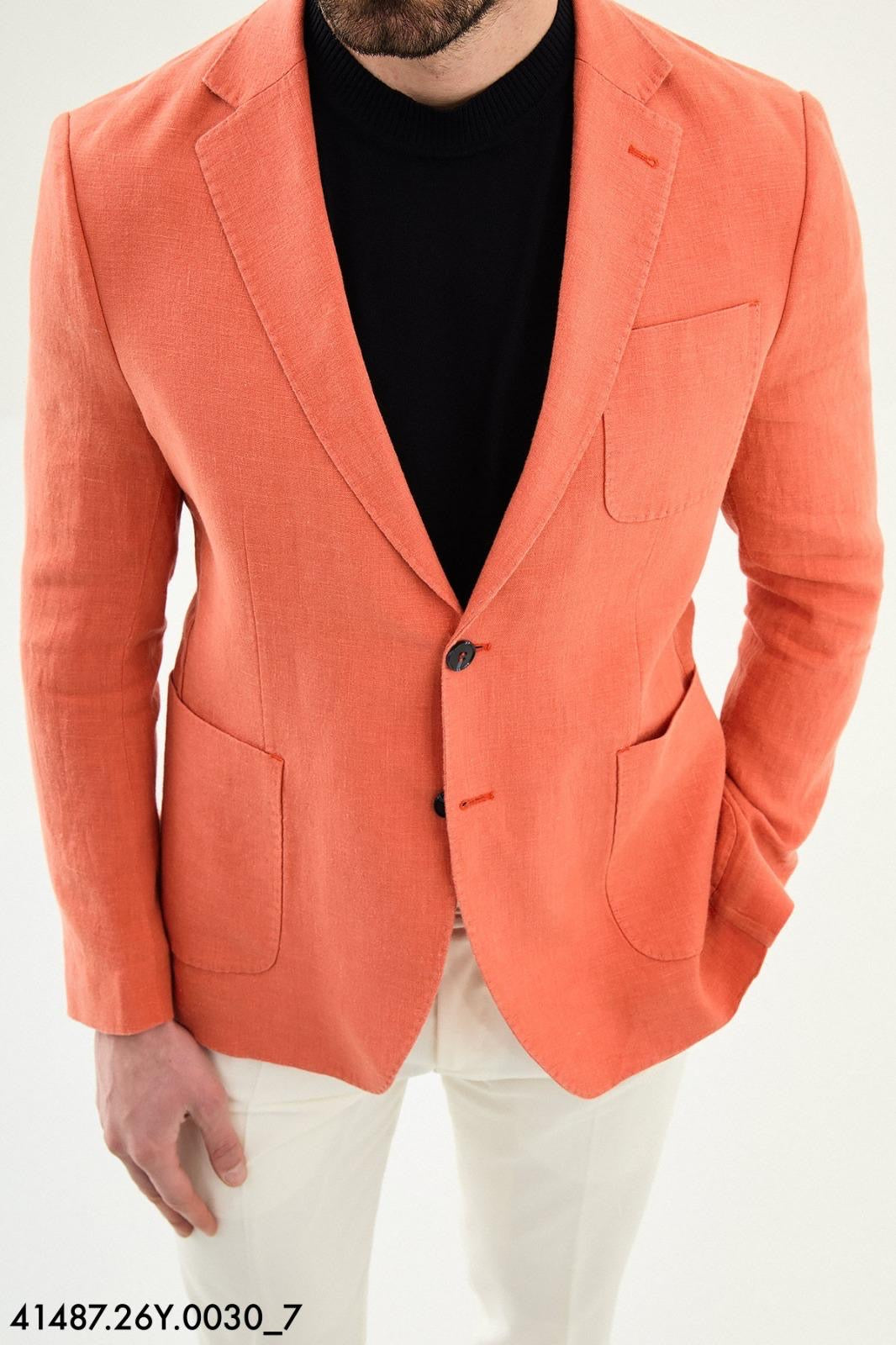 Mens Coral Linen Blazer