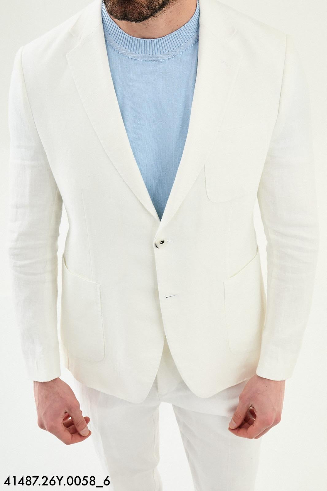 Mens Ivory 100% Linen Blazer