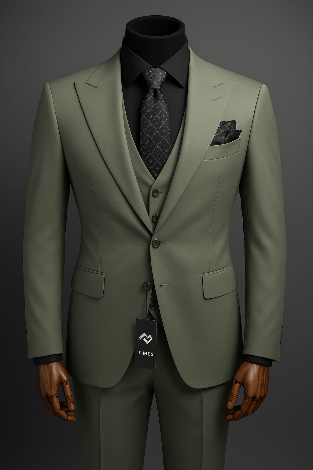 Men's Sage Green 3-Piece Suit | Wide Peak Lapel