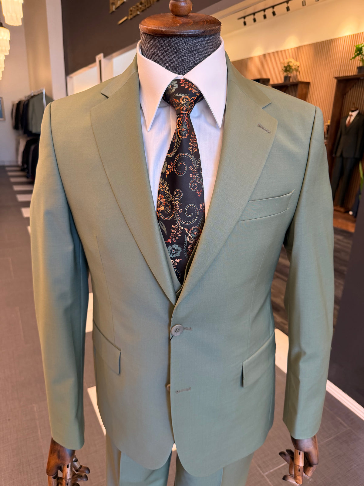 Men's Sage Green Wool Blend Suit