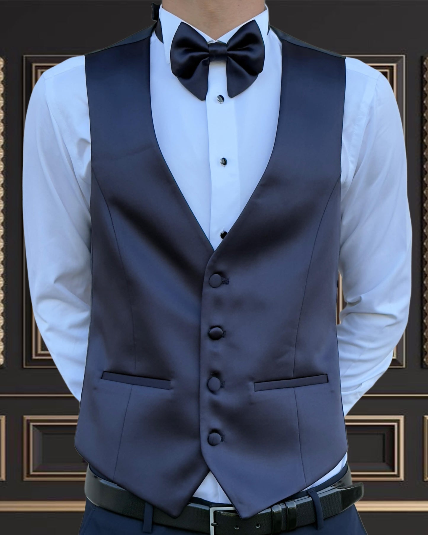Men’s Navy Blue Tuxedo with Shawl Lapel & Matching Vest