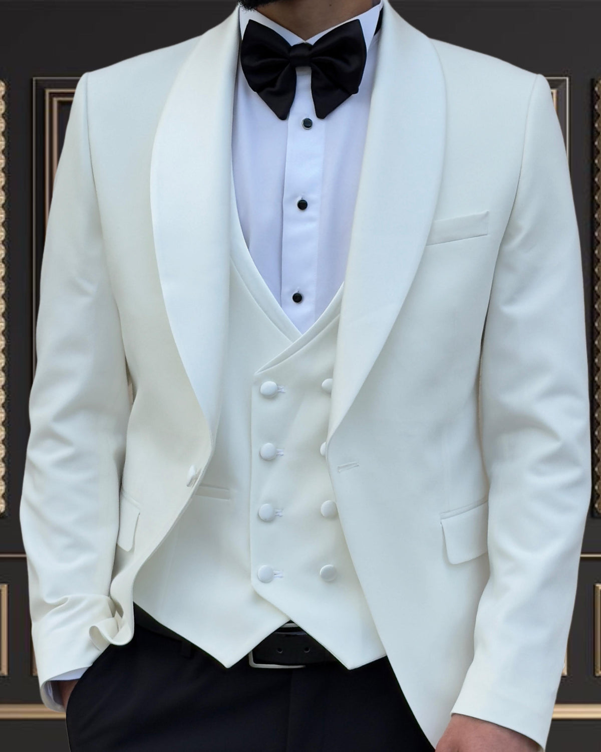 Premium Men's Off White Tuxedo with Shawl Lapel – Elegant & Modern