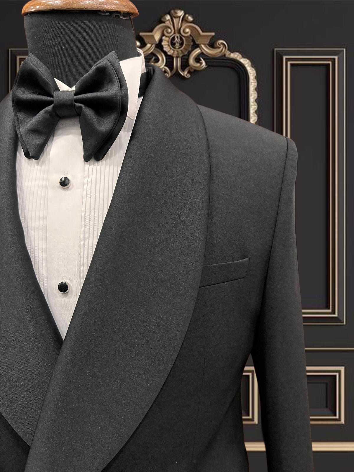 Men’s Black Double Breasted Tuxedo with Shawl Lapel