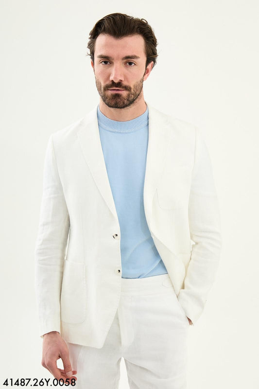 Mens Ivory 100% Linen Blazer