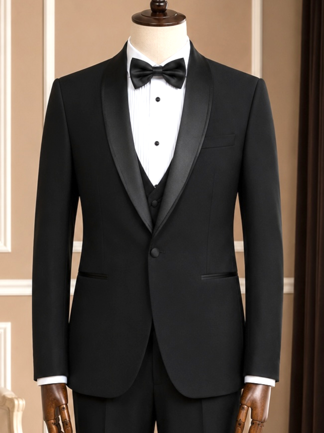 Men’s Black Double Shawl Lapel Tuxedo