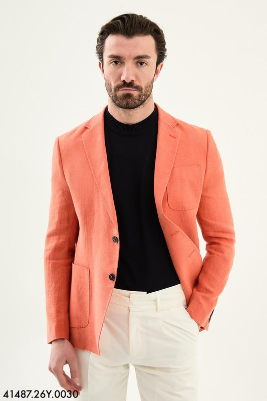 Mens Coral Linen Blazer