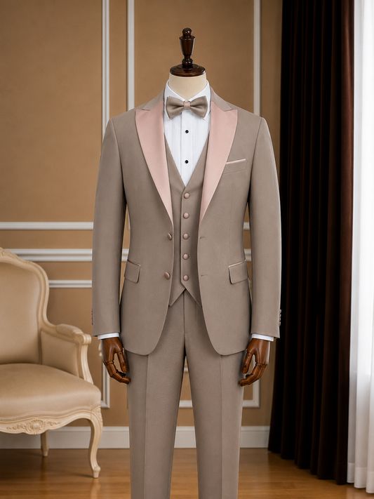 Men’s Taupe Blush Peak Lapel Tuxedo