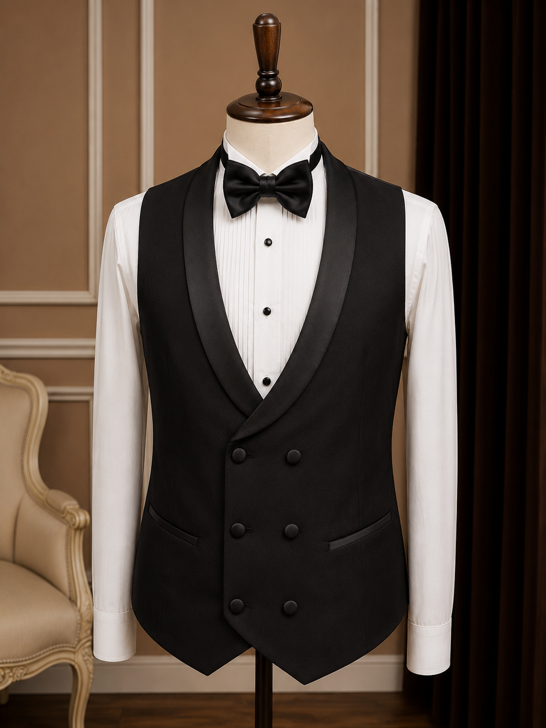 Men’s Black Double Shawl Lapel Tuxedo