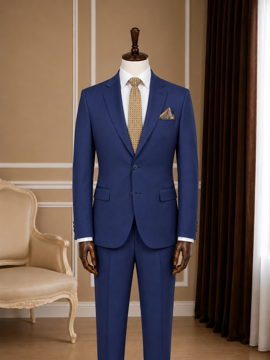 Men’s Navy 3-Piece Wool Suit