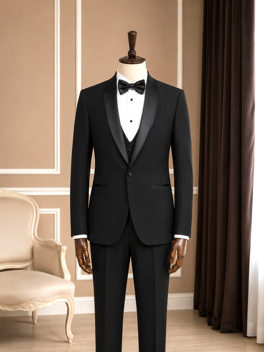 Men’s Black Double Shawl Lapel Tuxedo