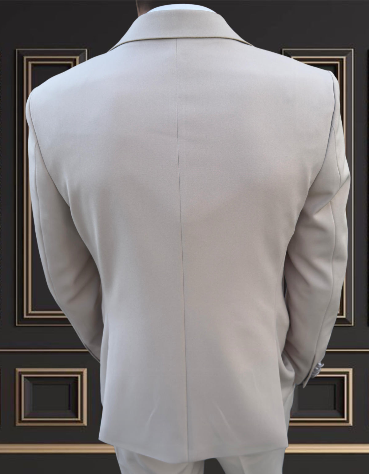 Men’s Premuim champagne Beige Tuxedo with Satin Peak Lapel