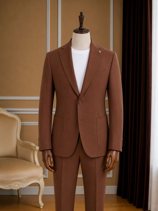 Men’s Rust Brown Notch Lapel 2-Piece Suit