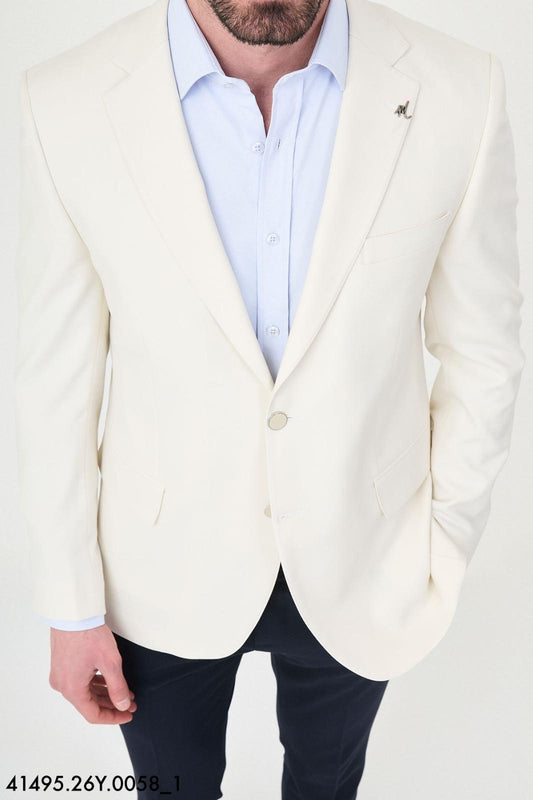 Mens Ivory Linen Blazer