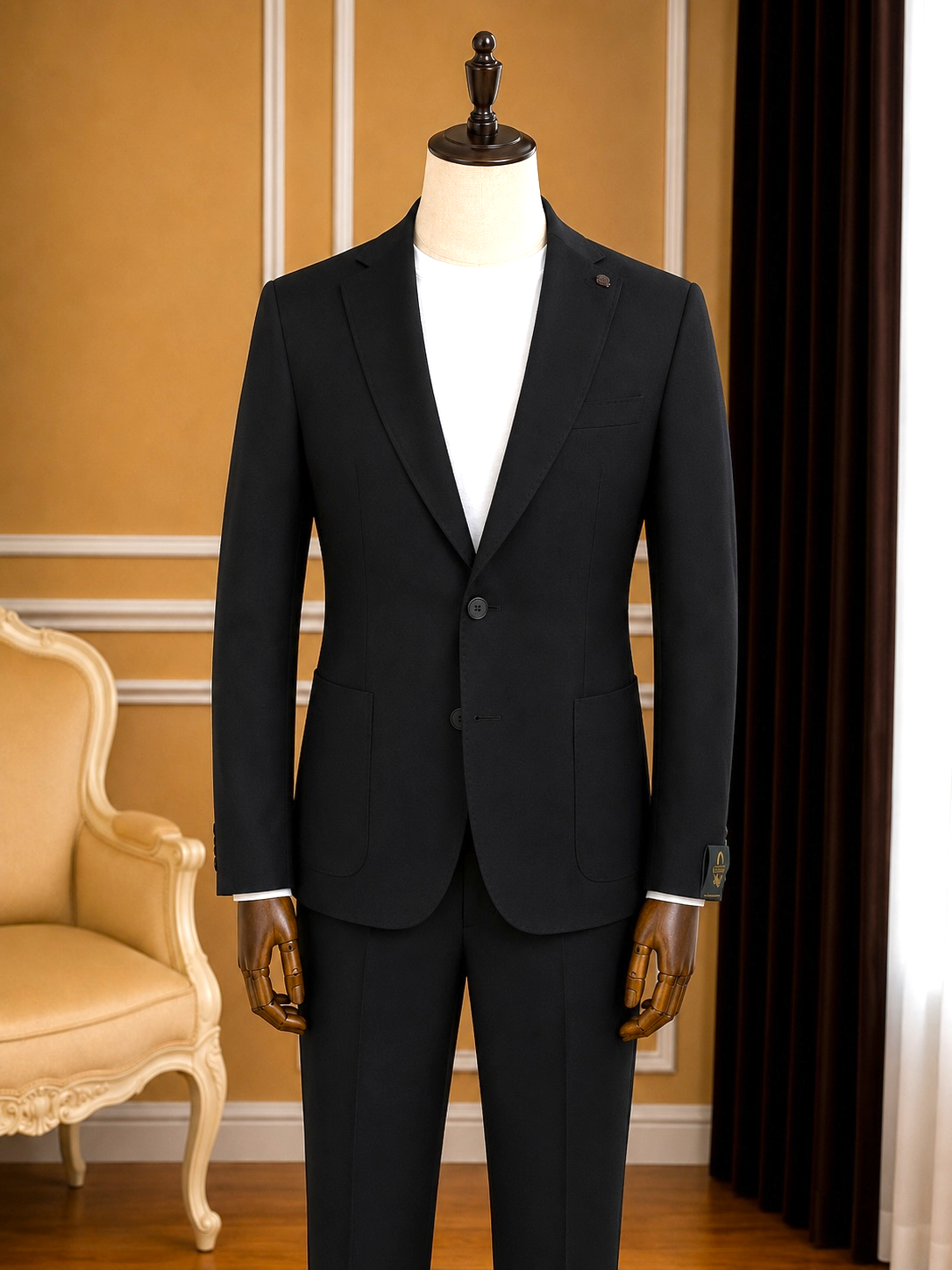 Men’s Black Notch Lapel 2-Piece Suit