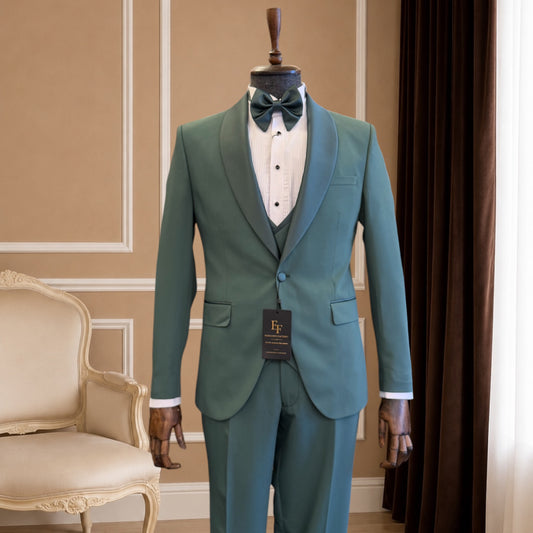 Men’s Sage Green Solid Shawl Lapel Tuxedo