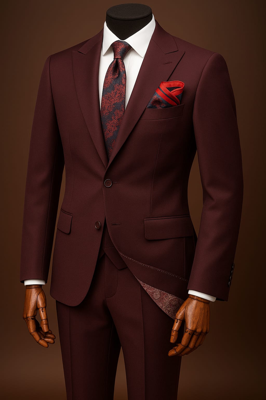 burgundy men's dress suits Dark 3-Piece Suit | Wide Peak Lapel US 38 Movies & TV Amoris T714 A-line Bridesmaid Color:Royal Blue/White and a fully lined