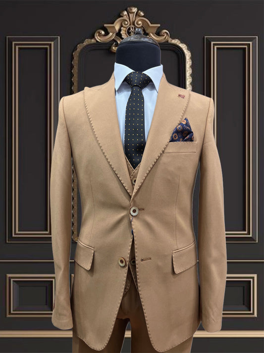 Men's Bronze Gold SlimFit Suit | Premium Wool Suit for Weddings & Events