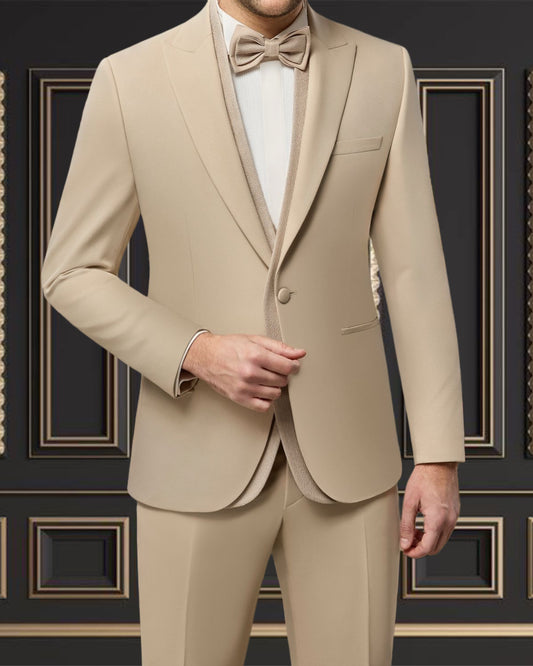 Luxury Beige Champagne Tuxedo with Glitter