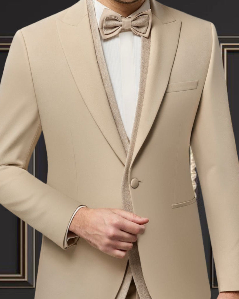 Luxury Beige Champagne Tuxedo with Glitter