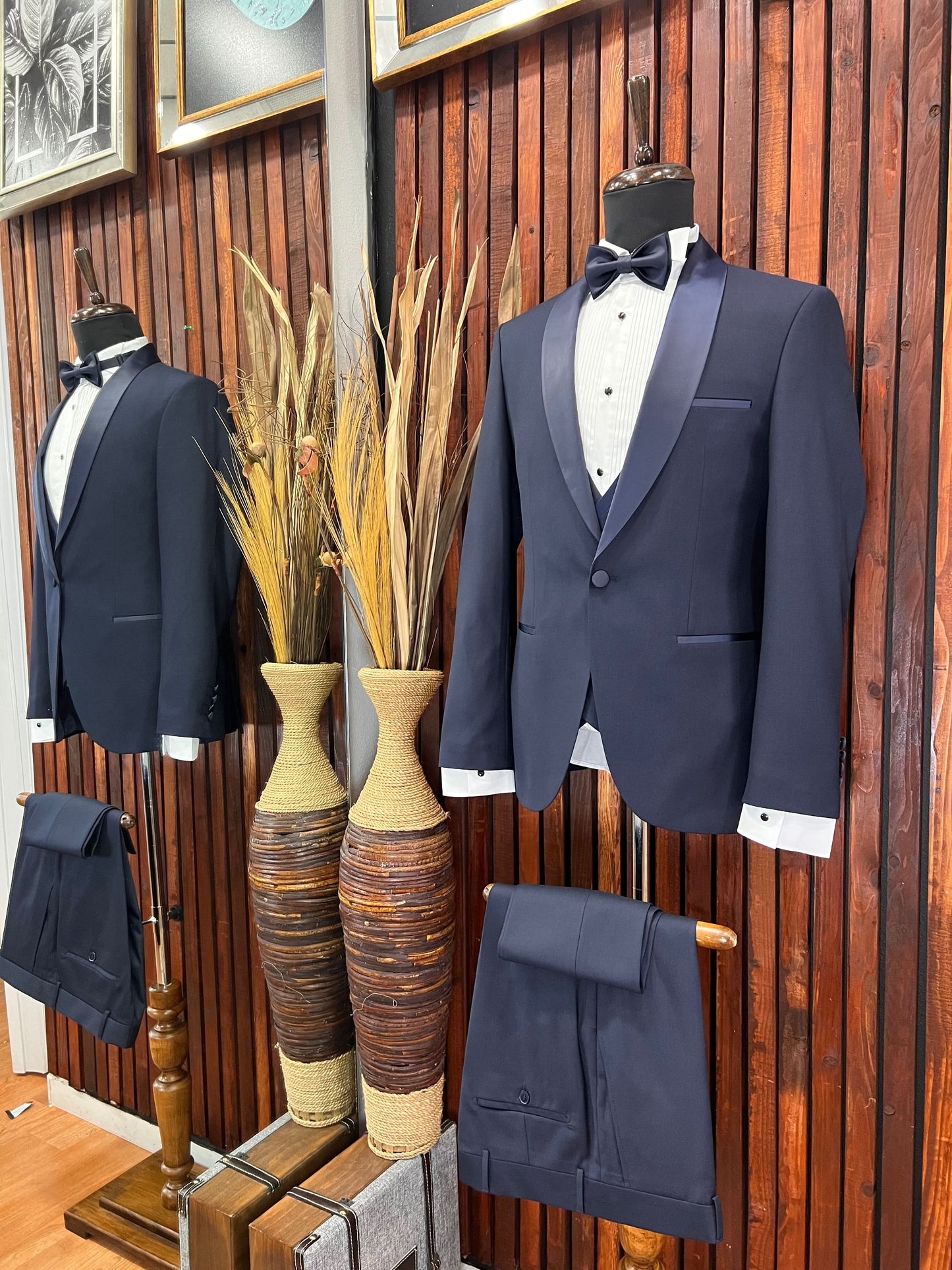 Men's Navy Blue Tuxedo with Shawl Lapel | Elegant Formal Wear