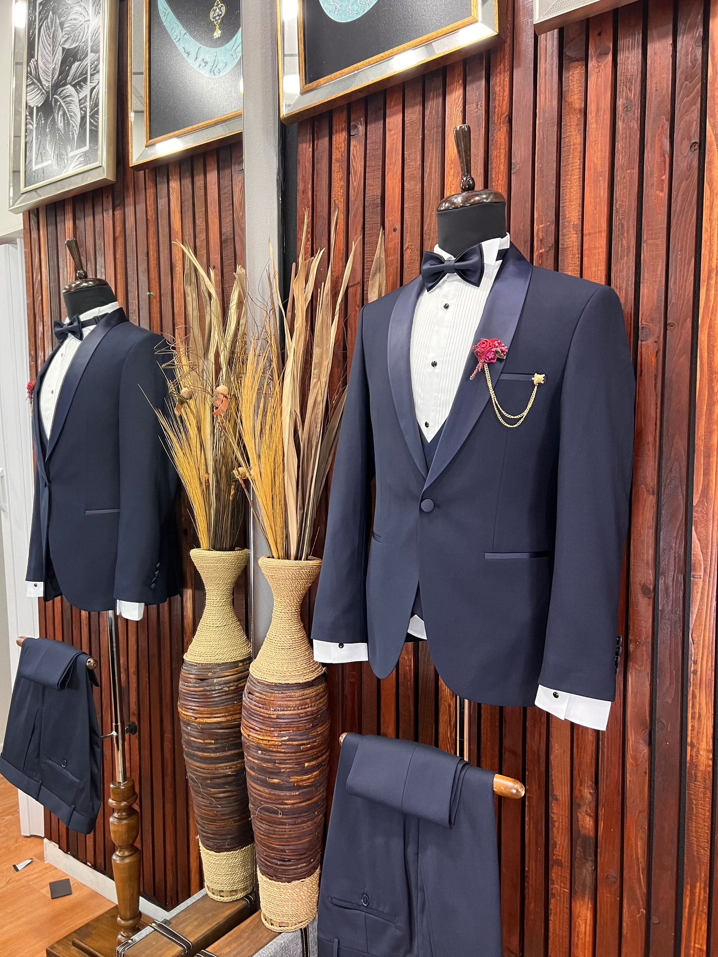 Men's Navy Blue Tuxedo with Shawl Lapel | Elegant Formal Wear